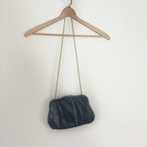 Women's Navy Blue Vintage Gold Chain Small Bag Vegan Leather